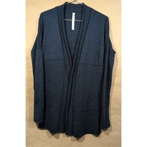 Lululemon Women's 4 Sit In Lotus Wrap Cardigan Sweater Navy Merino Wool Duster‎